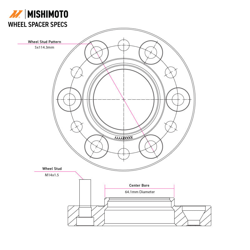Mishimoto Wheel Spacers - 5x120 - 64.1 CB - M14 x1.5 - 10mm - BK