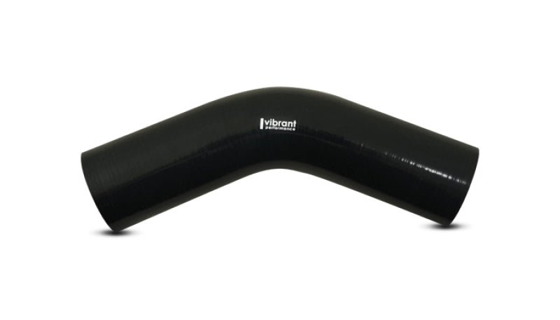 Vibrant 4 Ply Reinforced Silicone Elbow Connector - 5in ID x 4in Leg 45 Deg Elbow (BLACK)