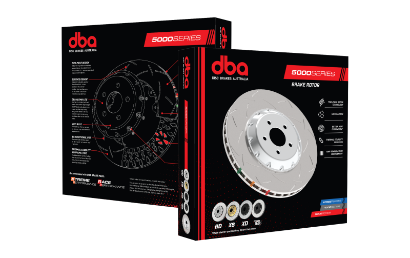 DBA T3 5000 Slotted Series w/ Black Hat Front Left 2012 Nissan GTR R35