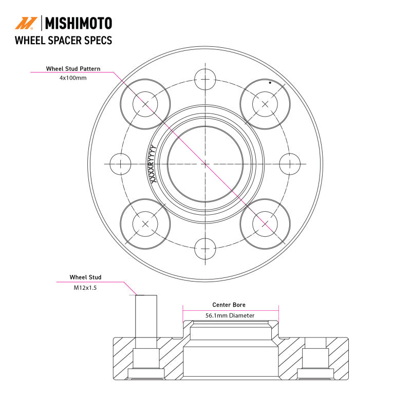 Mishimoto Wheel Spacers - 4x100 - 56.1 - 30 - M12 - Black