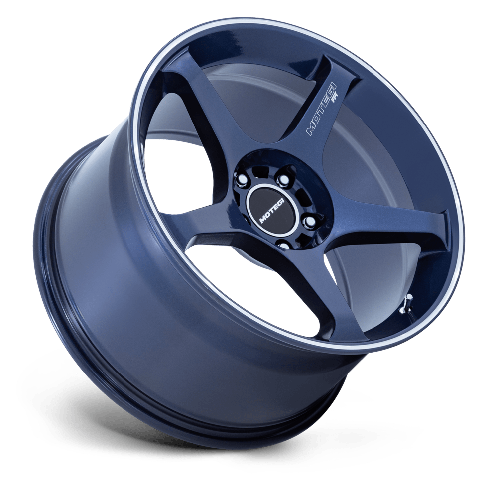 Motegi Racing MR159 Battle V — Obsidian Blue w/ Machined Lip Stripe — 18X8.5 +35mm — 5X120