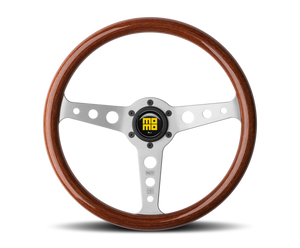 Momo Indy Steering Wheel 350 mm - Mahogany Wood/Brushed Spokes