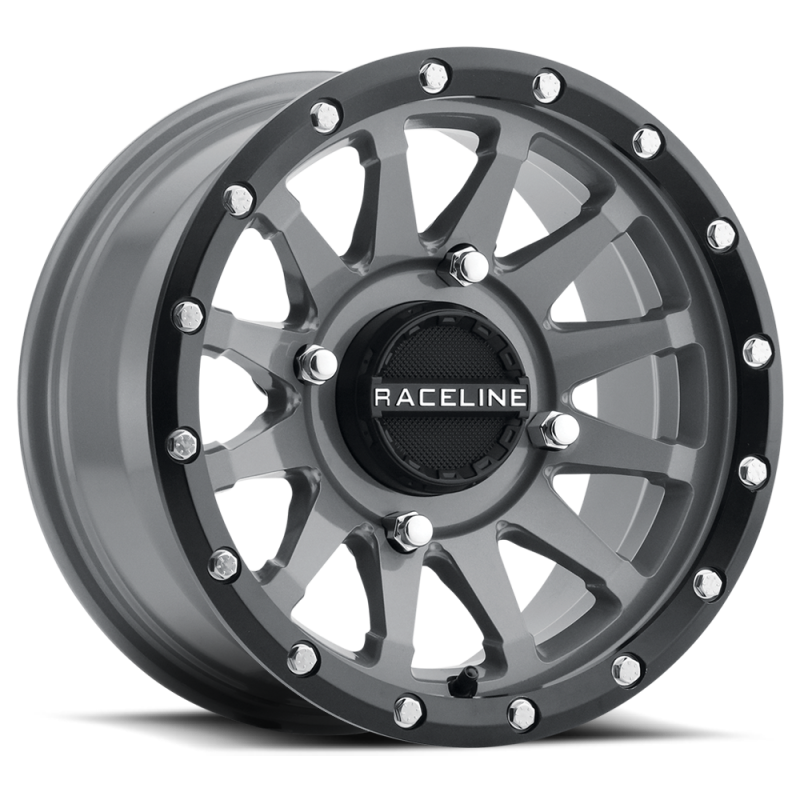 Raceline A95SG Trophy 14x7in / 4x156 BP / 10mm Offset / 132.5mm Bore - Grey & Black Lip Wheel