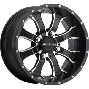 Raceline A77 Mamba 10x5in / 4x110 BP /3+2 18mm Offset / 83.8mm Bore - Black & Machined Wheel