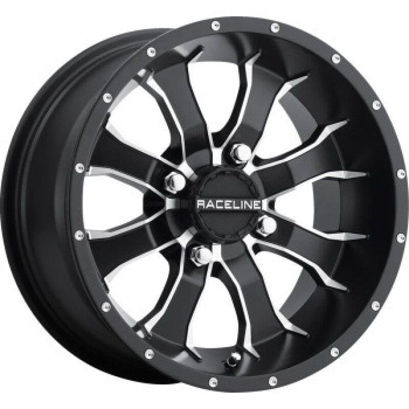 Raceline A77 Mamba 12x7in / 4x136.5 BP / -47mm Offset / 110.2mm Bore - Black & Machined Wheel
