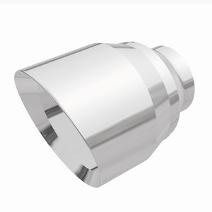 MagnaFlow Tip Stainless Double Wall Round Single Outlet Polished 4.5in DIA 2.5in Inlet 5.75in Length