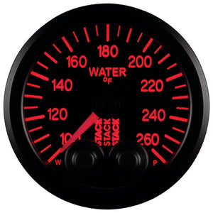 Autometer Stack Pro Control 52mm 100-260 deg F Water Temp Gauge - Black (1/8in NPTF Male)