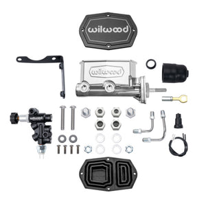 Wilwood Compact Tandem M/C Aluminum 1.00in Bore w/ Bracket/Valve/Push (Mopar) - Chrome P-coat