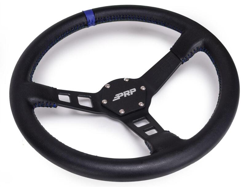 PRP Deep Dish Leather Steering Wheel- Blue