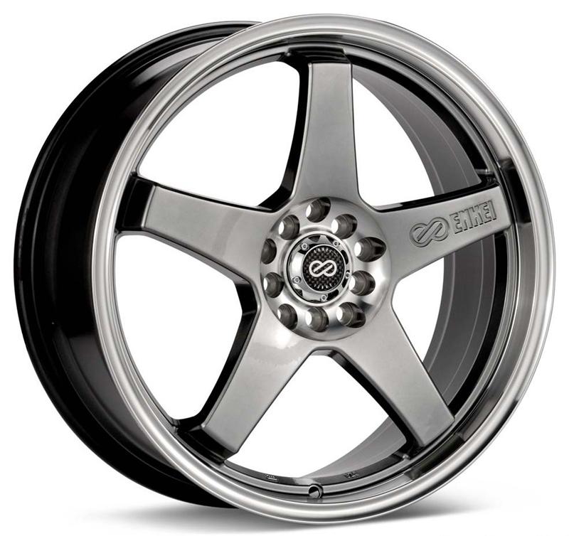 Enkei EV5 17x7 5x100/114.3 38mm Offset 72.6 Bolt Diameter Hyper Black w/ Machined Lip Wheel