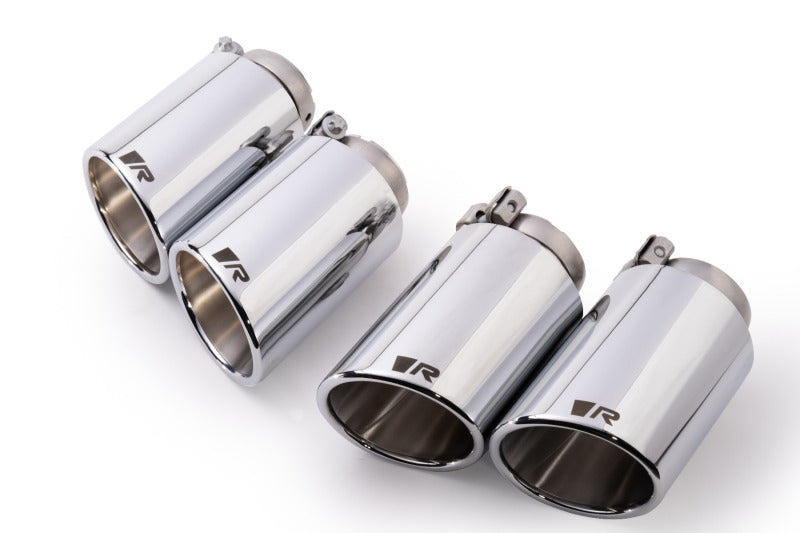 Remus Stainless Steel 102mm Angled/Angled Rolled Edge Chrome Tail Pipe Set (Quad Tips)