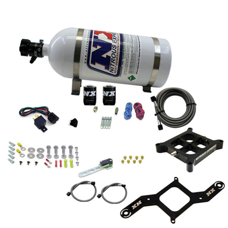 Nitrous Express 4150 Single Entry Crossbar Nitrous Plate Kit Pro-Power (100-500HP) w/10lb Bottle