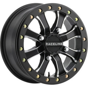 Raceline A71MB Mamba 14x6in/4x156 BP/5+1 40mm Offset/132.5mm Bore - Black & Machined Beadlock Wheel