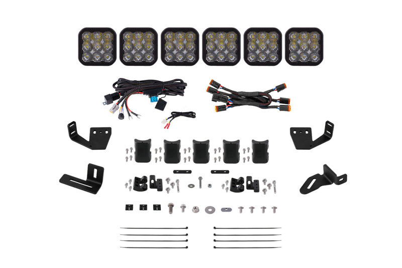 Diode Dynamics Prinsu/Sherpa Roof Racks- SS5 6-Pod CrossLink Mounting Kit - Pro White Driving