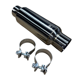 Kooks 3in Round Clamp In Muffler 10in Long Body Polished Stainless Steel