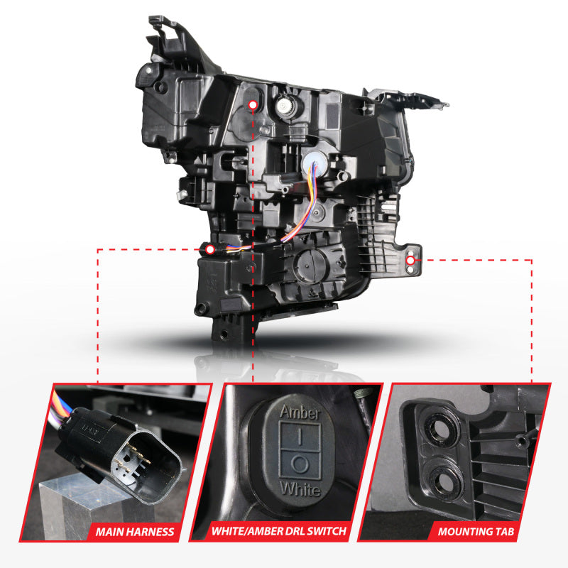 ANZO 21-23 Chevy Tahoe/Suburban LED Light Bar Style Headlights Black w/ Sequential DRL (Left Side)