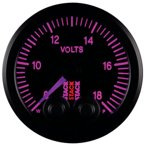 Autometer Stack 52mm 8-18V Pro-Control Battery Voltage Gauge -Black