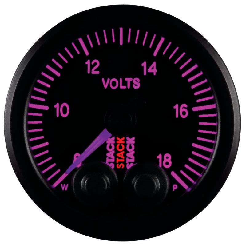 Autometer Stack 52mm 8-18V Pro-Control Battery Voltage Gauge -Black