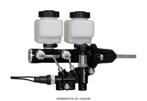 Wilwood Tandem Remote M/C Kit w L/H Bracket & Prop Valve - 15/16in Bore Black-W/Pushrod