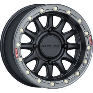 Raceline A14BG Alpha 17x7in/4x156 BP/40mm Offset/132.5mm Bore- Blk & Gunmetal Ring Beadlock Wheel