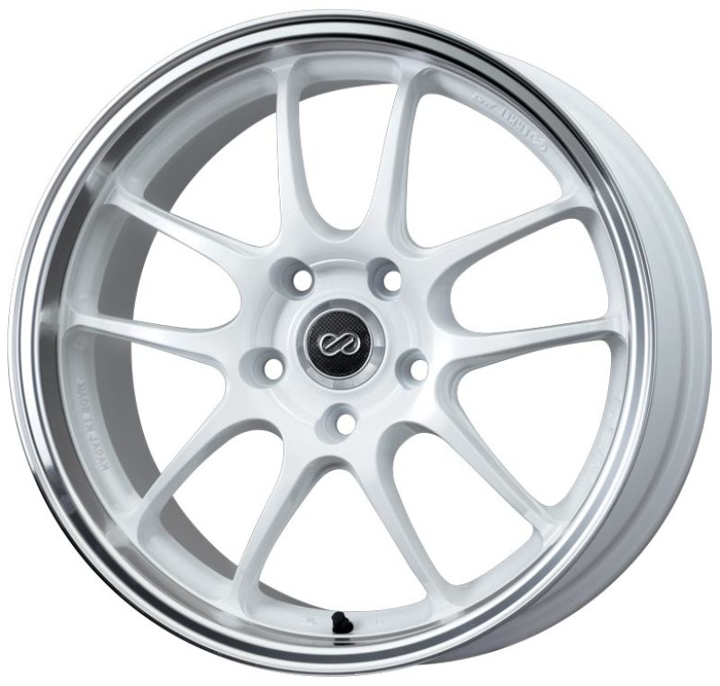 Enkei PF01SS 17x9 5x114.3 60mm Offset 75mm Bore Diameter White w/ Machined Lip Wheel