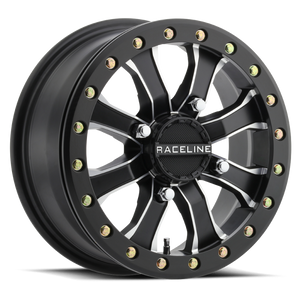 Raceline A71MB Mamba 15x6in/4x137 BP/40mm Offset/110.18mm Bore - Black & Machined Beadlock Wheel