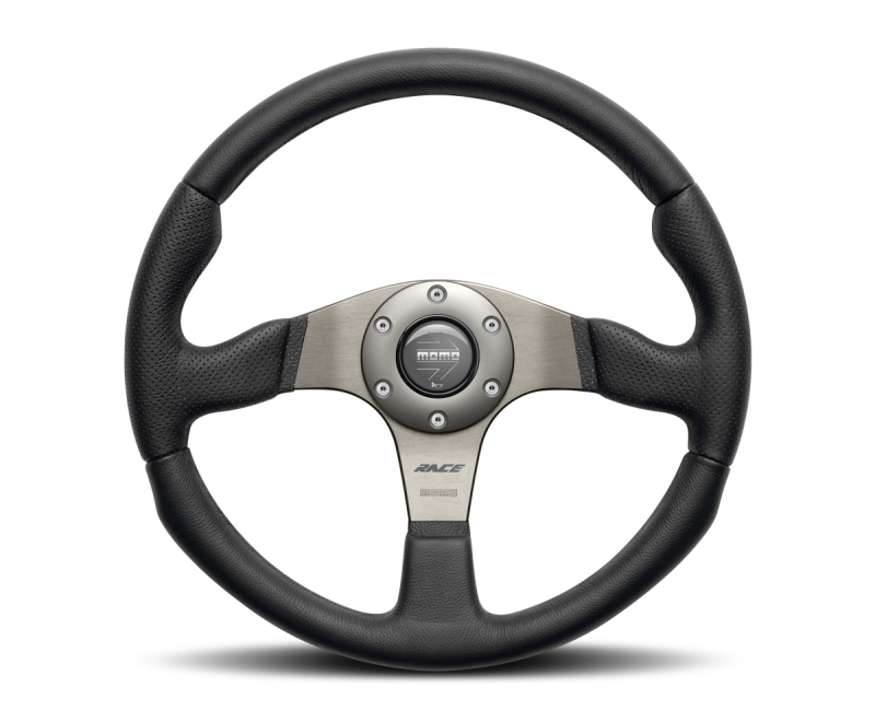 Momo Race Steering Wheel 350 mm - Black Leather/Anthracite Spokes