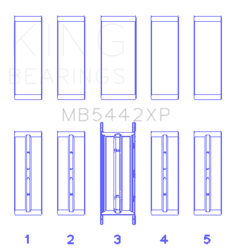 King Engine Bearings Ford 2.0 2.3L EcoBoost Crankshaft Main Bearing Set (Set of 5)