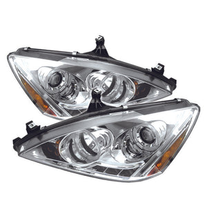 Spyder Honda Accord 03-07 Projector Headlights LED Halo Amber Reflector LED Chrm PRO-YD-HA03-AM-C