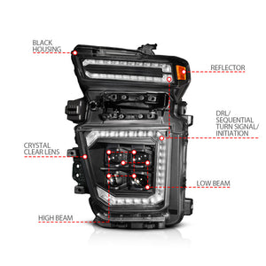 ANZO Z-Series 20-23 Chevy Silverado 2500/3500 Z-Series Full LED Proj Headlights Black - Pass. Side