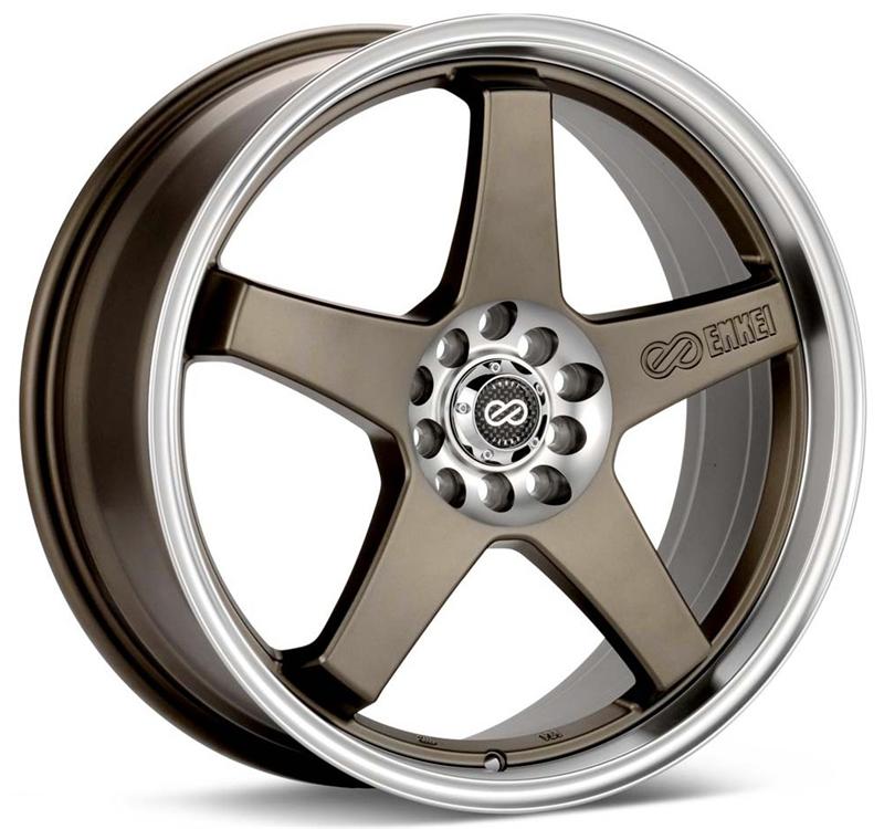 Enkei EV5 17x7 4x100/114.3 38mm Offset 72.6 Bore Diameter Matte Bronze w/ Machined Lip Wheel