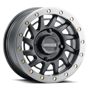 Raceline A12BG Squad 15x7in/4x156 BP/10mm Offset/132.5mm Bore - Black & Gunmetal Ring Beadlock Wheel