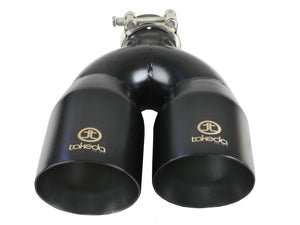 aFe Takeda 2.5in 304 Stainless Steel Clamp-on Exhaust Tip Passenger Side 2.5in Inlet 4inDual - Black