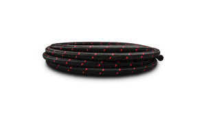 Vibrant -4 AN Two-Tone Black/Red Nylon Braided Flex Hose (5 foot roll)