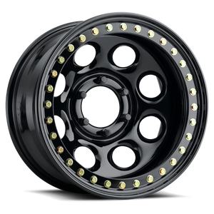 Raceline RT81 Rock 8 17x9.5in / 5x127 BP / -44mm Offset / 83.82mm Bore - Gloss Black Beadlock Wheel