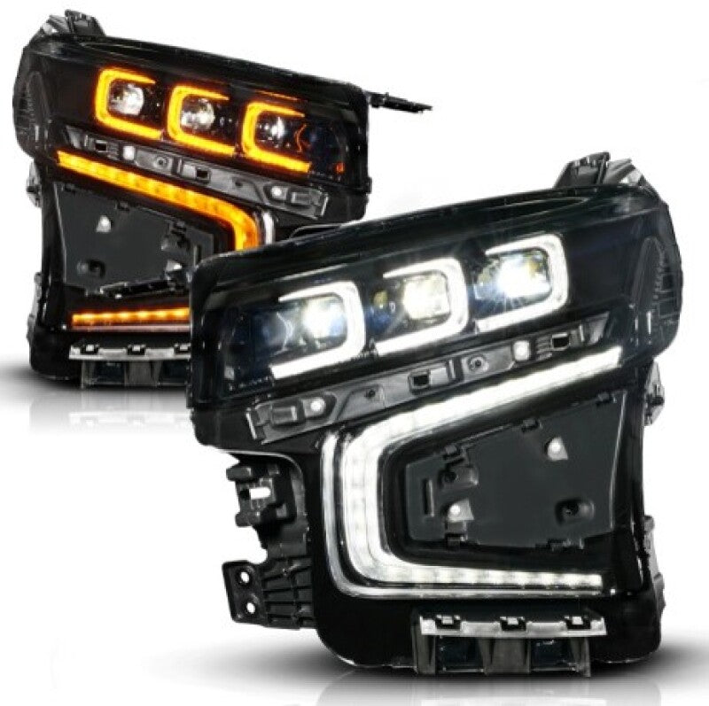 ANZO 21-23 Chevy Tahoe/Suburban LED Light Bar Style Headlights Black w/ Sequential DRL (Right Side)