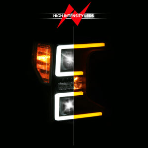 ANZO 20-22 Ford Super Duty (Halogen) Z-Series Full LED Proj Headlights SeqSig - Pass. Side ONLY