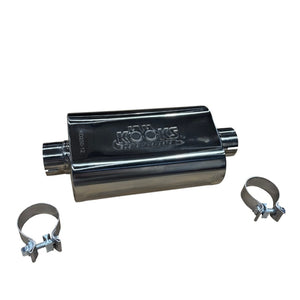 Kooks 2.5in Oval Clamp In Muffler 12in Long Body Polished Stainless Steel