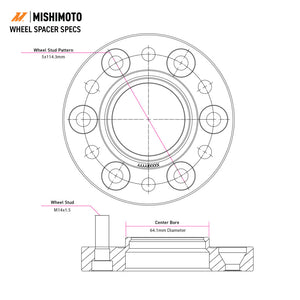 Mishimoto Wheel Spacers - 5x120 - 64.1 CB - M14 x1.5 - 10mm - BK
