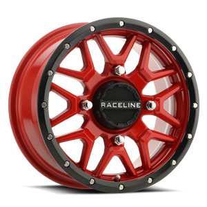 Raceline A94R Krank 14x7in / 4x137 BP / 38mm Offset / 110.18mm Bore - Red & Black Lip Wheel