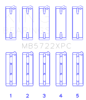 King Engine Bearings Mitsubishi 4B11T EVO X 2007+ (Size 0.5) Coated Performance Main Bearing Set