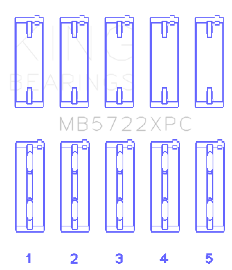 King Engine Bearings Mitsubishi 4B11T EVO X 2007+ (Size 0.5) Coated Performance Main Bearing Set