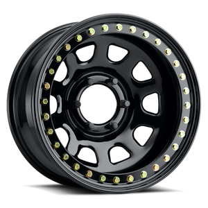 Raceline RT51 Daytona Rock 17x9in/6x139.7 BP/-38mm Offset/107.95mm Bore - Gloss Black Beadlock Wheel