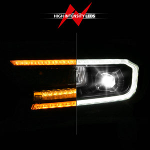 ANZO 19-23 Ford Ranger (Factory Halogen Model) Full LED Proj Headlights Init/DRL/SeqSig Black - Pair