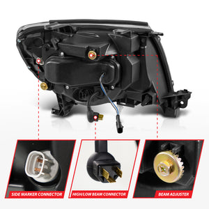 ANZO 05-11 Toyota Tacoma Full LED Projector Headlights White DRL/Init/SeqSig Black - Pair