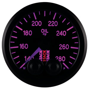Autometer Stack Instruments 52mm 140-280 Deg F 1/8in NPTF Male Pro Control Oil Temp Gauge - Black