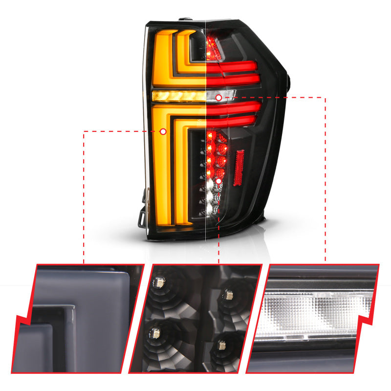 ANZO 21-24 Chevy Suburban/Tahoe Full LED Tail Lights SeqSig Black - Pair