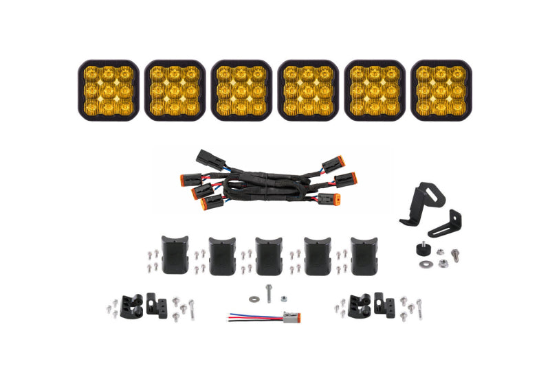 Diode Dynamics SS5 Sport Universal CrossLink 6-Pod Lightbar - Yellow Driving