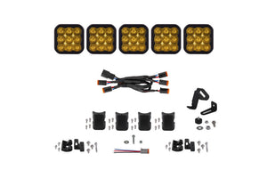 Diode Dynamics SS5 Pro Universal CrossLink 5-Pod Lightbar - Yellow Driving