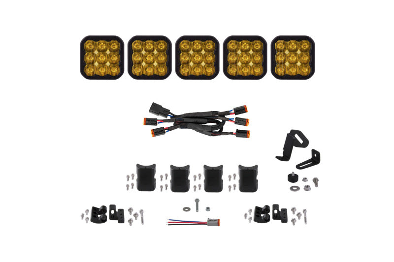 Diode Dynamics SS5 Pro Universal CrossLink 5-Pod Lightbar - Yellow Driving